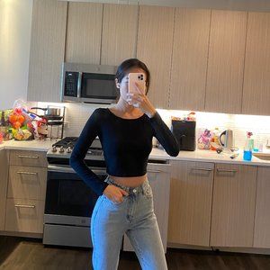 forever 21 plain black crop top